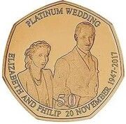 50 Pence - Elizabeth II Platinum Wedding - Her Royal Highness; Gold Proof, United Kingdom, 2017 reverse image