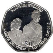 50 Pence - Elizabeth II Platinum Wedding - Her Royal Highness; Silver Proof, United Kingdom, 2017 reverse image
