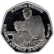 50 Pence - Elizabeth II Platinum Wedding - Royal Memories; Silver Proof, United Kingdom, 2017 reverse image