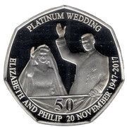 50 Pence - Elizabeth II Platinum Wedding - The New Bride; Silver Proof, United Kingdom, 2017 reverse image