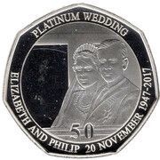 50 Pence - Elizabeth II Platinum Wedding - The Royal Carriage; Silver Proof, United Kingdom, 2017 reverse image