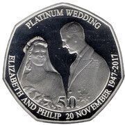 50 Pence - Elizabeth II Platinum Wedding - The Royal Wedding; Silver Proof, United Kingdom, 2017 reverse image