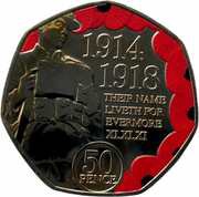 50 Pence - Elizabeth II Centenary of The First World War, United Kingdom, 2018 reverse image