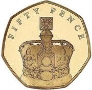 50 Pence - Elizabeth II Imperial State Crown; Gold Proof, United Kingdom, 2018 reverse image