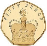 50 Pence - Elizabeth II St Edward's Crown; Gold Proof, United Kingdom, 2018 reverse image