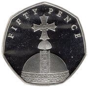 50 Pence - Elizabeth II The Coronation Orb; Silver Proof, United Kingdom, 2018 reverse image