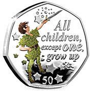 50 Pence - Elizabeth II Peter Pan; Silver Proof, United Kingdom, 2019 reverse image