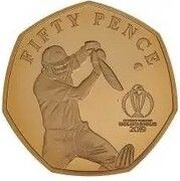 50 Pence - Elizabeth II Cover Drive; Gold Proof, United Kingdom, 2019 reverse image