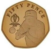 50 Pence - Elizabeth II Slip Catch; Gold Proof, United Kingdom, 2019 reverse image