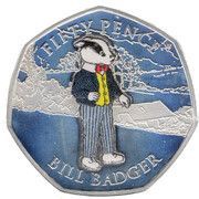 50 Pence - Elizabeth II Bill Badger; Silver Proof, United Kingdom, 2020 reverse image