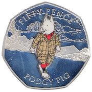 50 Pence - Elizabeth II Podgy Pig; Silver Proof, United Kingdom, 2020 reverse image