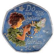 50 Pence - Elizabeth II Peter Pan and Tinker Bell; Silver Proof, United Kingdom, 2020 reverse image