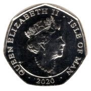 50 Pence - Elizabeth II Peter Pan at the window; colourised obverse image