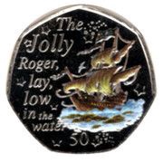 50 Pence - Elizabeth II The Jolly Roger; colourised, United Kingdom, 2020 reverse image