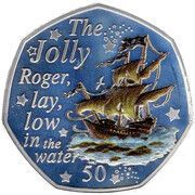 50 Pence - Elizabeth II The Jolly Roger; Silver Proof, United Kingdom, 2020 reverse image