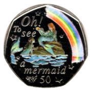 50 Pence - Elizabeth II The Mermaid; colourised, United Kingdom, 2020 reverse image