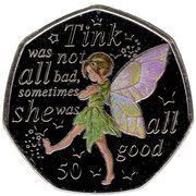 50 Pence - Elizabeth II Tinker Bell; colourised version, United Kingdom, 2020 reverse image