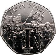 50 Pence - Elizabeth II 5th Portrait- Celebrations on the Isle of Man, United Kingdom, 2020 reverse image