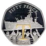 50 Pence - Elizabeth II VE Day - T; Silver Proof, United Kingdom, 2020 reverse image