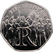 50 Pence - Elizabeth II 5th Portrait- London Street Party Celebrations, United Kingdom, 2020 reverse image