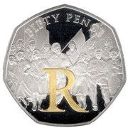 50 Pence - Elizabeth II VE Day - R; Silver Proof, United Kingdom, 2020 reverse image
