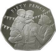 50 pence - Elizabeth II VE Day, United Kingdom, 2020 reverse image
