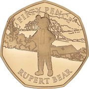 50 Pence - Elizabeth II Rupert Bear; Gold Proof, United Kingdom, 2020 reverse image
