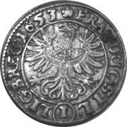 1 Kreuzer - Georg III, Ludwig IV and Christian, Bohemia, 1653-1659 reverse image