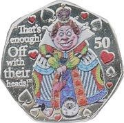 50 Pence - Elizabeth II Queen of Hearts; colourised, United Kingdom, 2021 reverse image