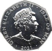 50 Pence - Elizabeth II The March Hare; colourised obverse image