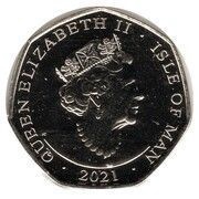 50 Pence - Elizabeth II The Red Queen; colourised obverse image