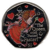 50 Pence - Elizabeth II The Red Queen; colourised, United Kingdom, 2021 reverse image
