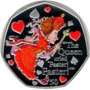 50 Pence - Elizabeth II The Red Queen; Silver Proof, United Kingdom, 2021 reverse image