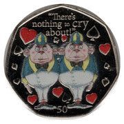 50 Pence - Elizabeth II Tweedle Dee and Tweedle Dum; colourised, United Kingdom, 2021 reverse image