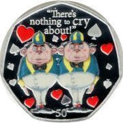 50 Pence - Elizabeth II Tweedle Dee and Tweedle Dum; Silver Proof, United Kingdom, 2021 reverse image