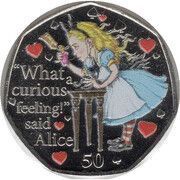 50 Pence - Elizabeth II Alice; Colourised, United Kingdom, 2021 reverse image