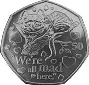 50 Pence - Elizabeth II Cheshire Cat, United Kingdom, 2021 reverse image