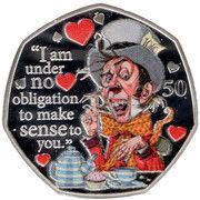 50 Pence - Elizabeth II The Mad Hatter; Silver Proof, United Kingdom, 2021 reverse image