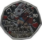 50 Pence - Elizabeth II The White Rabbit; Colorized, United Kingdom, 2021 reverse image