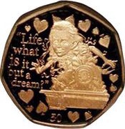 50 Pence - Elizabeth II Alice; Gold Proof, United Kingdom, 2021 reverse image