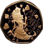 50 Pence - Elizabeth II The Red Queen; Gold Proof, United Kingdom, 2021 reverse image