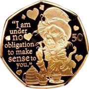 50 Pence - Elizabeth II The Mad Hatter; Gold Proof, United Kingdom, 2021 reverse image