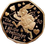 50 Pence - Elizabeth II The White Rabbit; Gold Proof, United Kingdom, 2021 reverse image