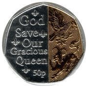50 pence - Elizabeth II Platinum Jubilee - God Save Our Gracious Queen; Silver and Gold plated, United Kingdom, 2022 reverse image