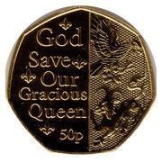50 pence - Elizabeth II Platinum Jubilee - God Save Our Gracious Queen; Gold plated, United Kingdom, 2022 reverse image