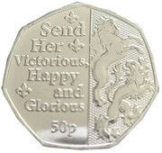 50 Pence - Elizabeth II Platinum Jubilee - Send Her Victorious, United Kingdom, 2022 reverse image
