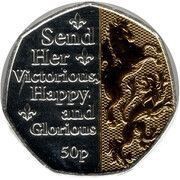 50 Pence - Elizabeth II Platinum Jubilee - Send Her Victorious; Silver and Gold plated, United Kingdom, 2022 reverse image