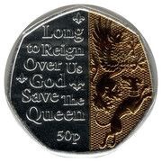 50 Pence - Elizabeth II Platinum Jubilee - Long to Reign; Silver and Gold plated, United Kingdom, 2022 reverse image