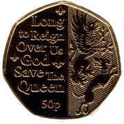 50 Pence - Elizabeth II Platinum Jubilee - Long to Reign; Gold plated, United Kingdom, 2022 reverse image