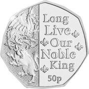 50 Pence - Charles III Anthem - Long Live Our Noble King, United Kingdom, 2023 reverse image